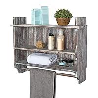 Algopix Similar Product 15 - MyGift Torched Wood Wall Mounted 3 Tier