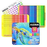 Algopix Similar Product 9 - KALOUR PDAS 50 Neon Colored Pencils for