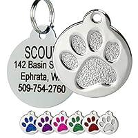 Algopix Similar Product 8 - Paw Print Round Stainless Steel Pet ID