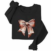 Algopix Similar Product 18 - Sidovwt Retro Football Bow Sweatshirt A