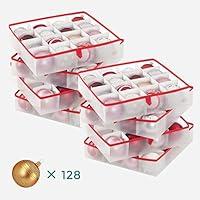 Coonoor Christmas Ornament Storage - 128-3 Holiday Ornaments Organizer  Storage Box, Adjustable Ornament Storage Organization with 8 Stackable Trays