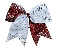 Algopix Similar Product 12 - Glitter Cheer Bow Red and White with