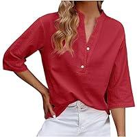 Algopix Similar Product 7 - Womens Casual V Neck Shirt Elbow Sleeve