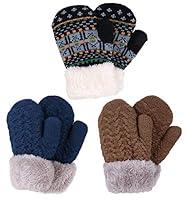 Algopix Similar Product 7 - 3 Pairs Boys Sherpa Lined Winter Knit