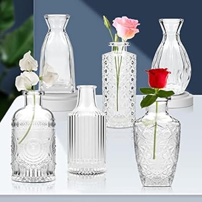 Glass Bud Vase Set of 12 - Small Vases for Flowers, Clear Bud Vases in  Bulk, for Centerpieces, Mini Vintage Vase for Wedding Home Table Decor