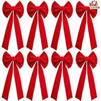 Algopix Similar Product 6 - JOYIN 8 Pack Christmas Red Velvet Bows