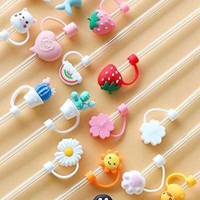 5Pcs Flower Straw Cover Cap for Stanley Cup Silicone Straw Topper  Compatible