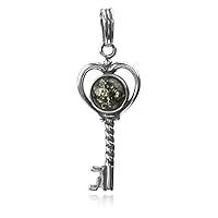Algopix Similar Product 8 - Sterling Silver Green Amber Key Pendant