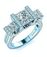 Algopix Similar Product 14 - 3 Stone Princess Cut Engagement Ring