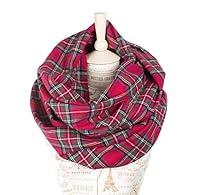Algopix Similar Product 4 - Plaid Infinity Scarf Red Royal Stewart