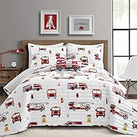 Algopix Similar Product 5 - Lush Decor Fire Truck Quilt 3 Piece