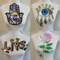 Algopix Similar Product 7 - Sequin Embroidered Hand Eye Rose Patch