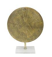 Algopix Similar Product 10 - Benjara Antique Metal Disk Stand Gold