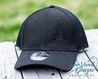 Algopix Similar Product 8 - Gadsden Flag Hat  Black on Black 