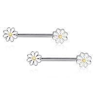 Algopix Similar Product 1 - 14G Cute Daisy Flower Nipple Rings