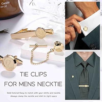  Tie Clips for Men Tie Tack with Chain, Tie Bar Set for