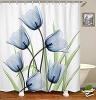 Algopix Similar Product 17 - LIVILAN Blue Tulip Shower Curtain
