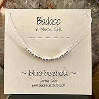 Algopix Similar Product 10 - BADASS in Morse Code Necklace 