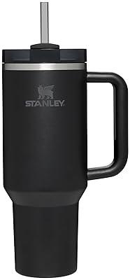 Stanley Quencher H2.0 FlowState Stainless Steel Vacuum Insulated Tumbler  with Lid and Straw for Water, Iced Tea or Coffee, Smoothie and More, Black  , 14 oz