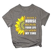 Algopix Similar Product 17 - haoricu Womens Sunflower Print Tee Teen