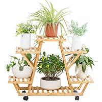 Algopix Similar Product 20 - Bamboo Rolling 6 Tier Plant Stand Rack