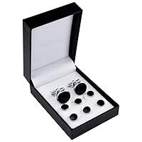 Algopix Similar Product 12 - Black Silver Tuxedo Studs and Cufflinks