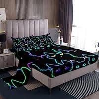 Algopix Similar Product 5 - Erosebridal Neon Black Cat Sheets Full