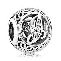 Algopix Similar Product 8 - Everbling Vintage Letter J Clear CZ 925