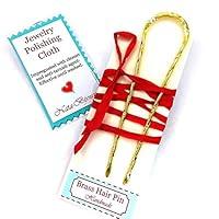 Algopix Similar Product 10 - Brass Hair Pin Gold Metal Hair Fork by