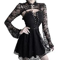 Algopix Similar Product 5 - Allpunkall Goth Shrug Crop Top Women