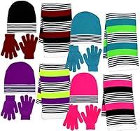 Algopix Similar Product 7 - Girls 3 Piece Knit Hat Scarf  Gloves