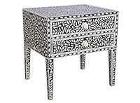Algopix Similar Product 16 - Bone Inlay Leaf Pattern Bedside Table