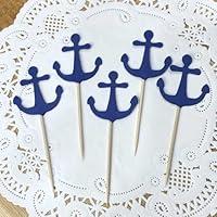 Algopix Similar Product 7 - Anchor Cupcake Toppers  Classic Navy
