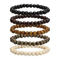 Algopix Similar Product 3 - MILAKOO 5 Pcs Wooden Beaded Bracelet