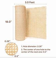 LUSYDECO 16 Width Natural Rattan Cane Webbing Roll 3 Feet Length Closed  Weave Rattan Fabric Furniture Woven Rattan Sheets for Crafts Cane Weave