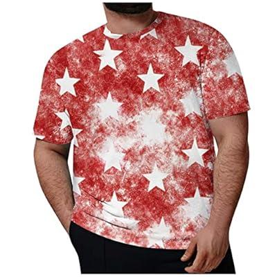 Big Saving for Him,POROPL Plus Size Print Pullover Long Sleeve Men Shirts  Clearance Under $10 White Red Size 16