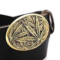 Algopix Similar Product 18 - Leather belt with Cannabis leaf solid