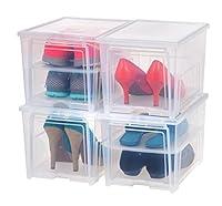 Algopix Similar Product 1 - Easy Access Women's Shoe Box, 4 Pack