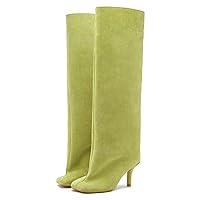 Algopix Similar Product 11 - Oakmoo Olive Suede Knee High Boots for