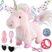 Algopix Similar Product 12 - Pink Walking Unicorn Toy Set Singing