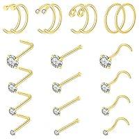 Algopix Similar Product 17 - 16pcs 20g Stainless Steel Nose Stud for