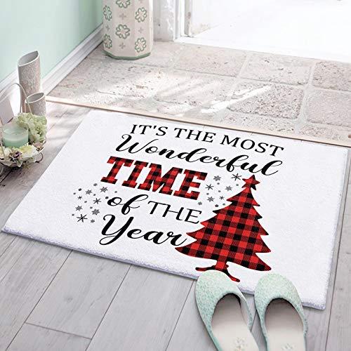 Best Deal for Floor Mats Inside, Soft Shag Doormat Merry Christmas Red