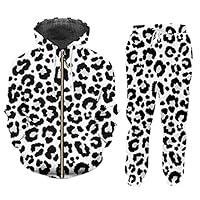 Algopix Similar Product 13 - Snow Leopard 2Piece Suit Men Tracksuit