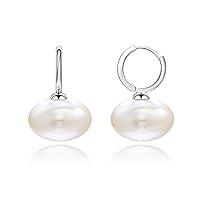 Algopix Similar Product 19 - Sterling Silver Oval Pearl Drop Dangle