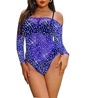 Algopix Similar Product 8 - LUCKELF Womens Black Fishnet Bodysuit