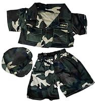 Algopix Similar Product 11 - Army Green wCap Teddy Bear Clothes