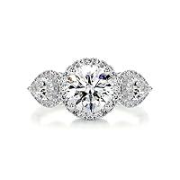 Algopix Similar Product 3 - 4 CT Round Cut Halo Engagement Ring