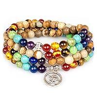 Algopix Similar Product 12 - Mala Beads108 Picture Jasper Gemstone