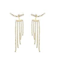 Algopix Similar Product 15 - Silver Tassel Prom Earrings for Women