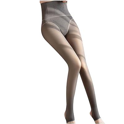 Women Fleece Lined Tights Fake Translucent Thermal Pantyhose Stretchy High  Waist Leggings Winter Warm Sheer Thick Tights Winter Leggings for Women